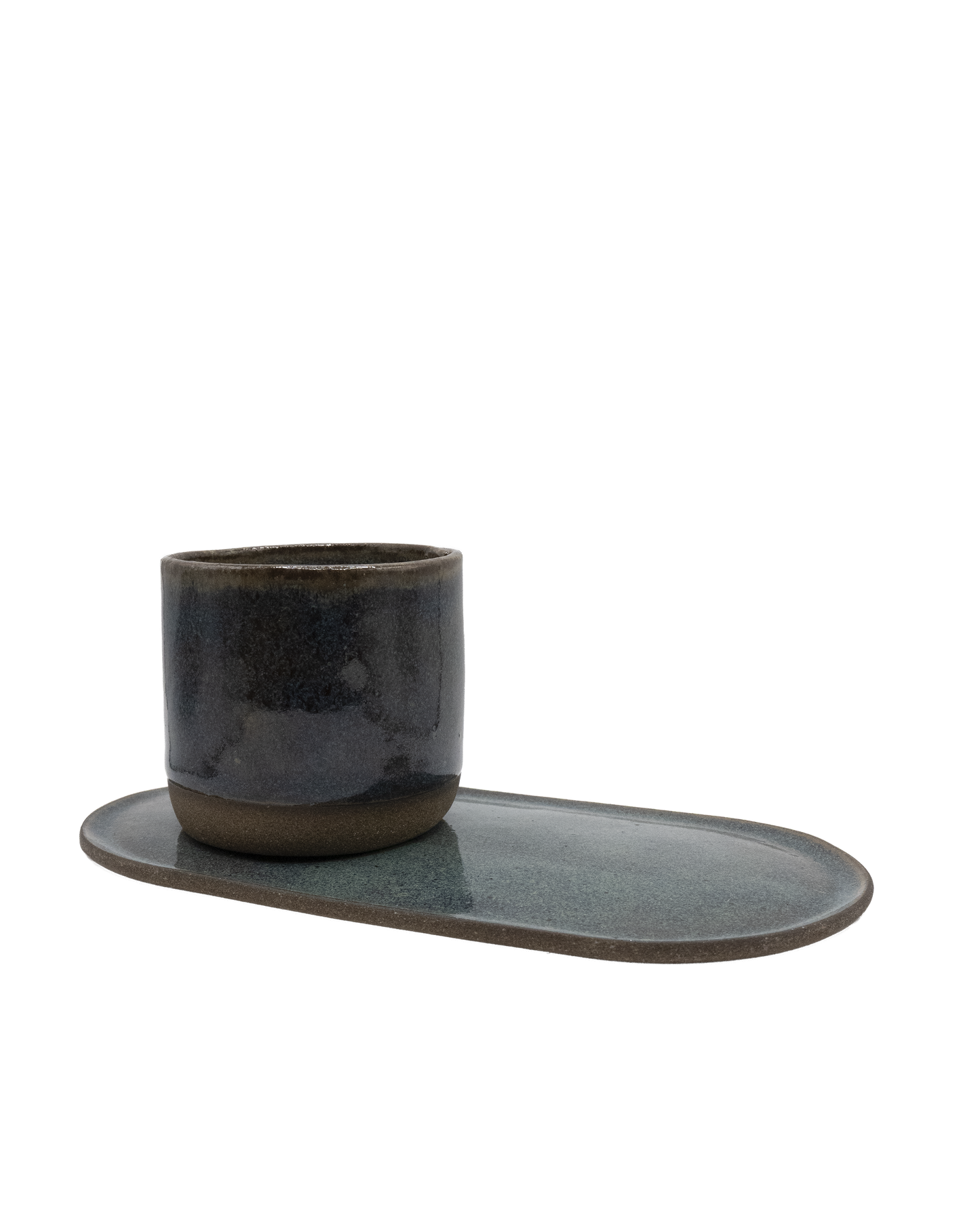 Conjunto copo e pires cerâmica artesanal