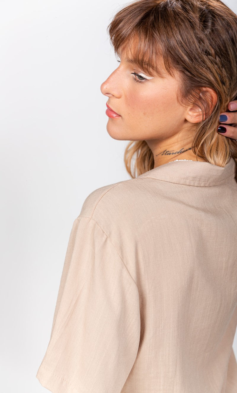 Camisa Gola Blazer Feminina