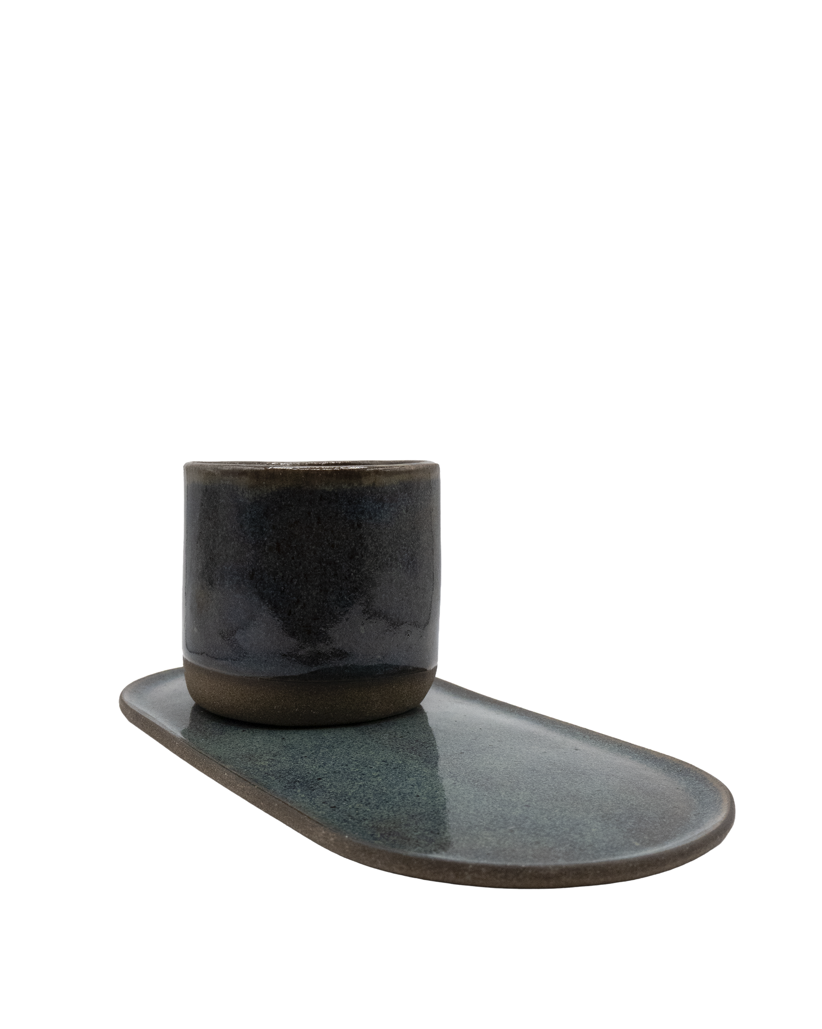 Conjunto copo e pires cerâmica artesanal