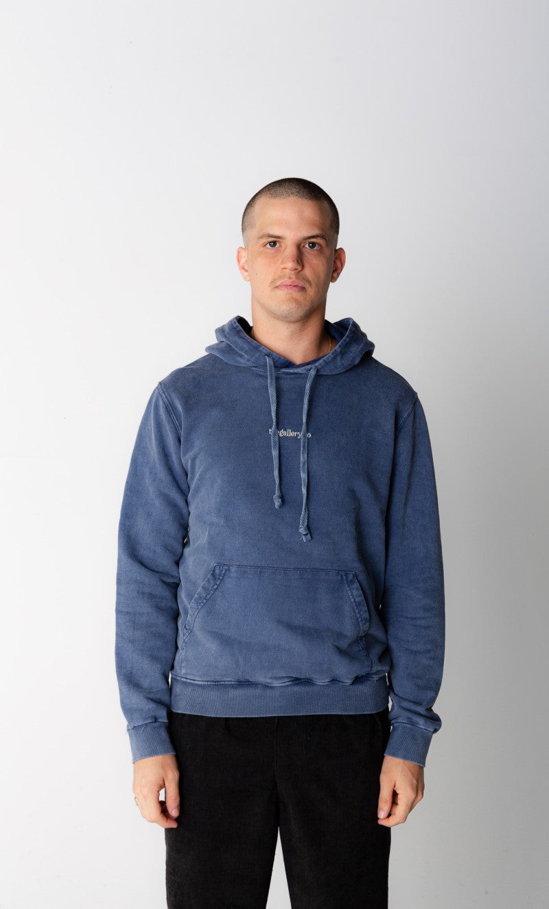 Moletom com Capuz Básico Bordado Azul