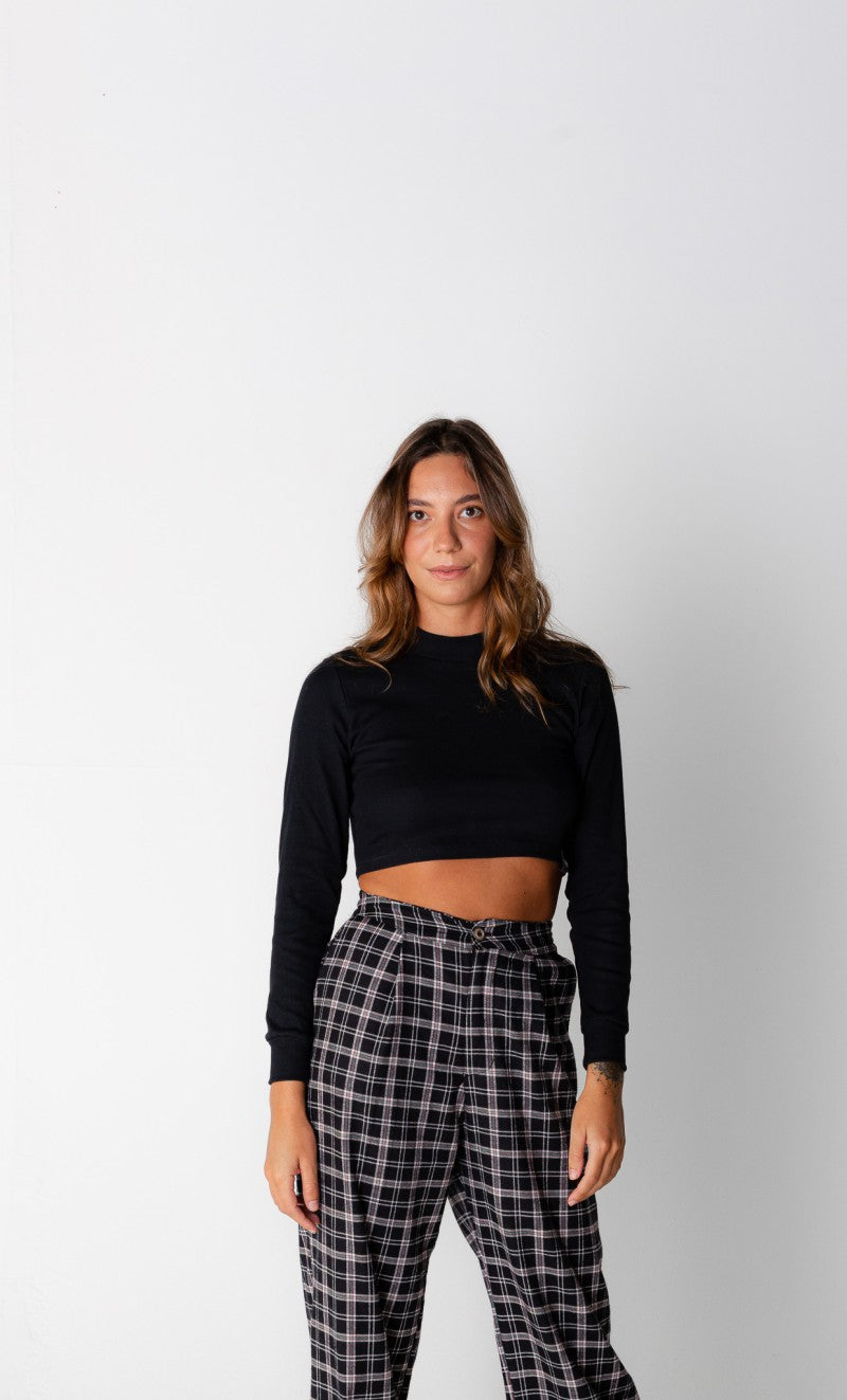 Calça pantalona xadrez