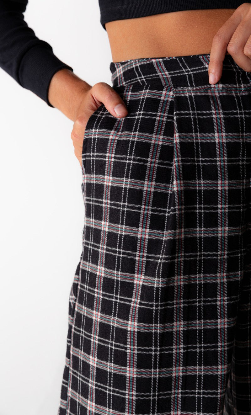 Calça flanela pantalona xadrez