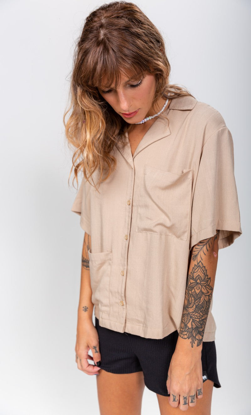 Camisa Gola Blazer Feminina