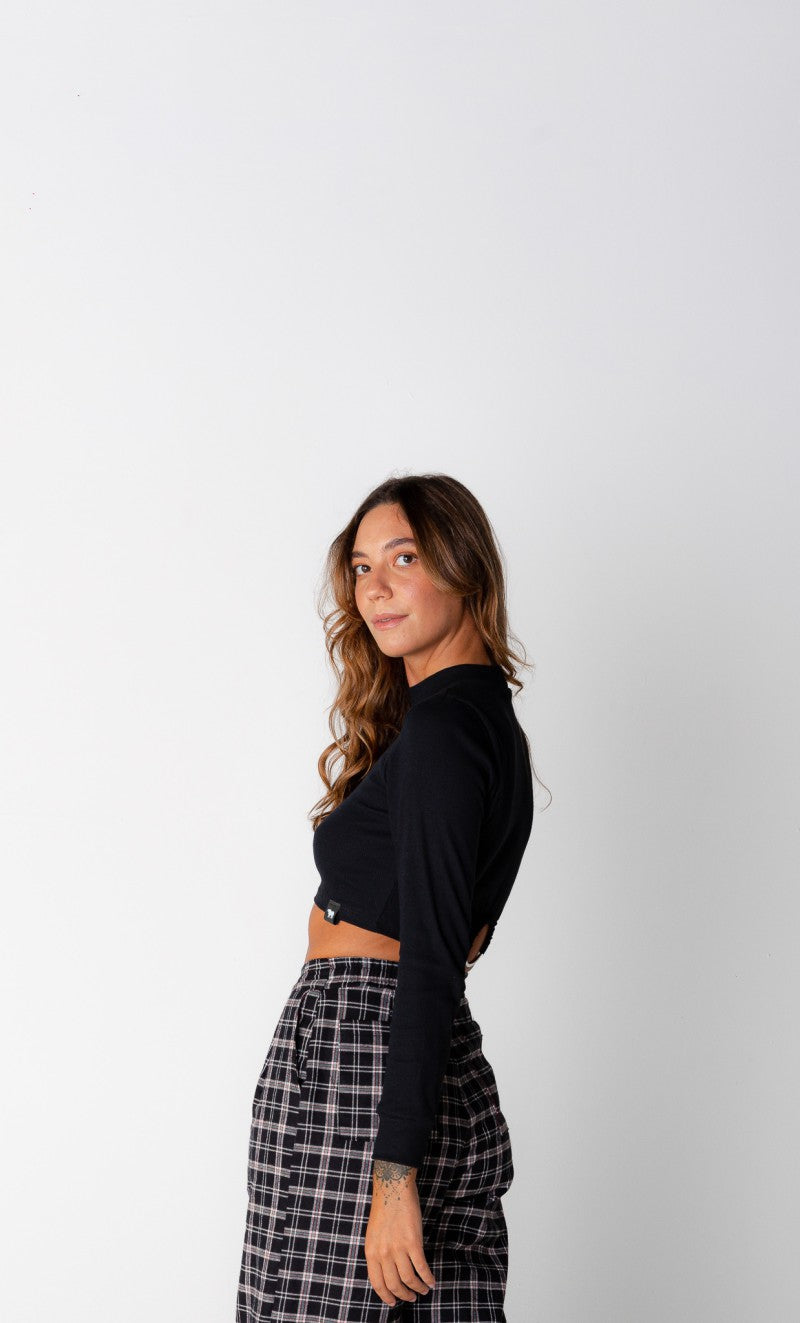 Calça pantalona xadrez