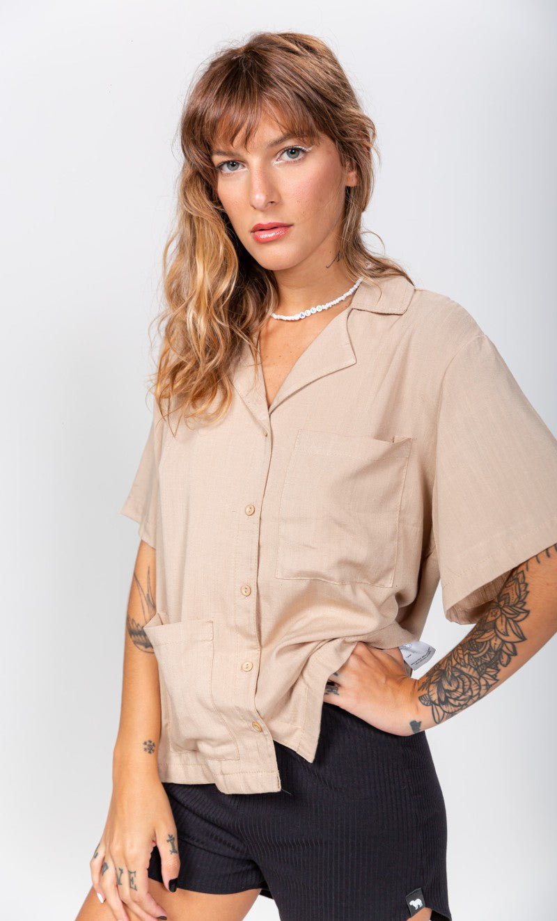 Camisa Gola Blazer Feminina
