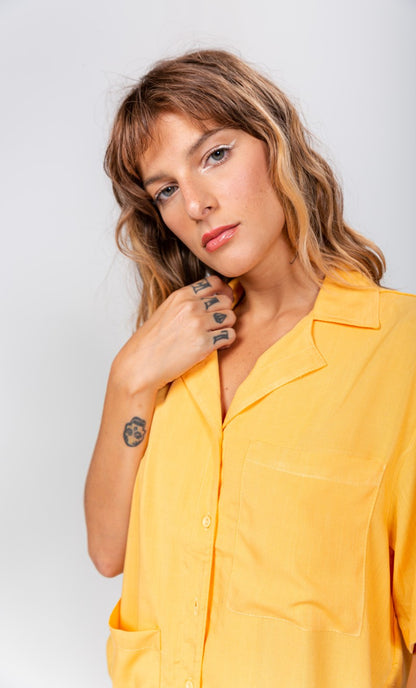 Camisa Gola Blazer Feminina