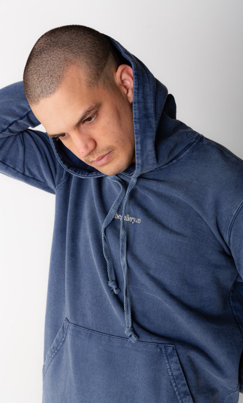 Moletom com Capuz Básico Bordado Azul